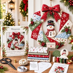 キルティングドアハンガーソーイングキット、クリスマスパッチワークリースキット、裁縫愛好家のためのDIYクラフトキット