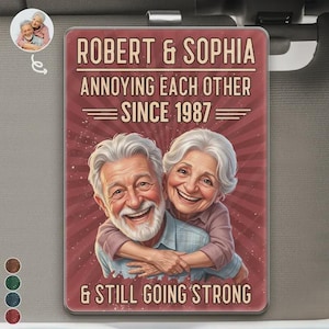 Personalized Annoying Each Other Car Visor Clip, Custom Photo Caricature Acrylic Car Accessory, Funny Anniversary Gift for Husband Wife