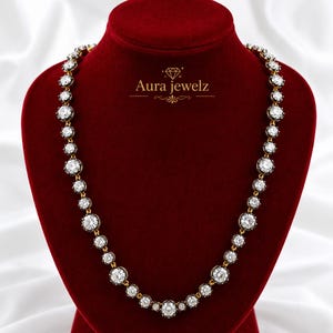 Signature Multi-Shape Moissanite Button Back Necklace Georgian Cut Down Blackened Gold Statement Jewelry