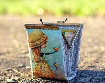 Business card holder dyed linen fabric/ Credit card case / Credit card organizer / Fold card case