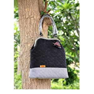 Grote kiss-lock-tas, tas met metalen frame, handtas, Kiss-lock-schoudertas, tas aan handgreep