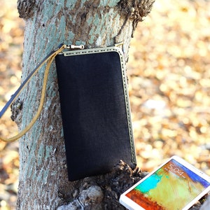 Dreieck geometrische Handytasche, Leinen Handytasche, Kiss Lock Geldbörse, Handy Geldbörse, Smartphone Geldbörse, Kartenhalter