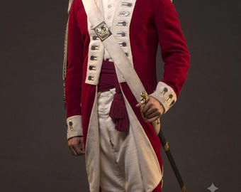 British Officer Uniform Coat Reenactment costume Red Wool Military Men Jacket