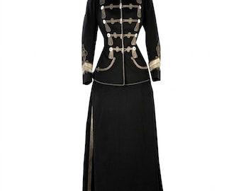 Women's 18th Century Regency Frock Coat, Black Wool Tailored Jacket