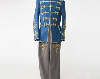 Sky Blue Wool Dolman Hussar Jacket, Military Reenactment Costume