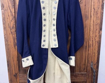 American Revolution War Regimental Soldier War Uniform Blue Wool Jacket