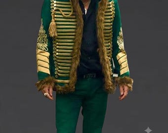 Jimi Hendrix Green Wool Hussar Military Parade Coat Jackman's Jacket