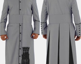 Clergy Robe for Men – Gray Clergy Design in Different 6 colors Contrast–Tropical