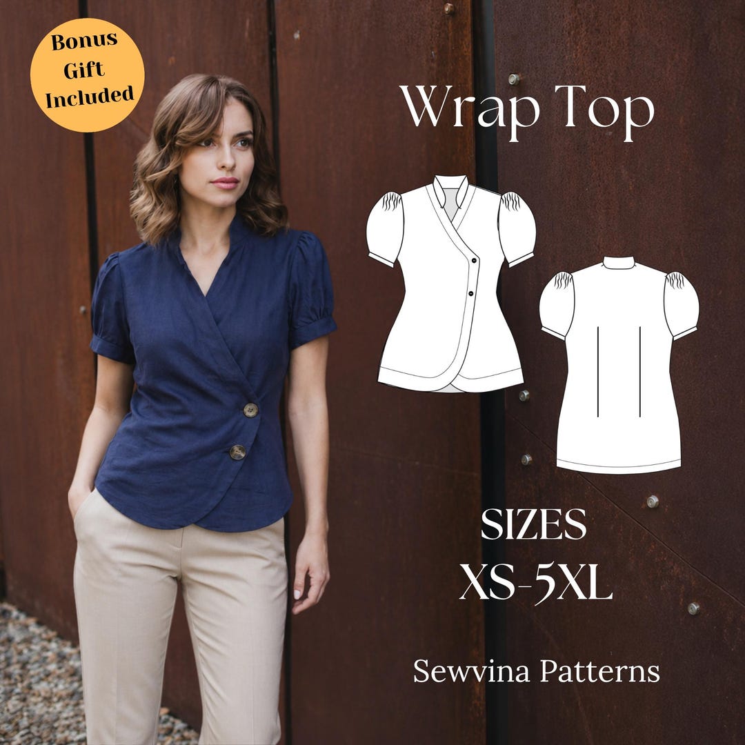 Sewing Pattern for Women Wrap Top Prinable PDF Blouse Patterns Women's ...