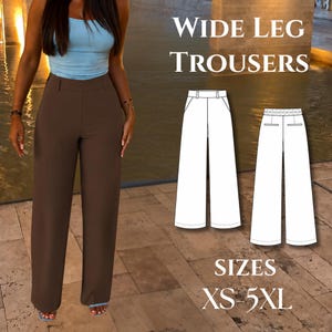 Schnittmuster für Damen-Hosen mit weitem Bein, PDF-Vorlage zum Ausdrucken, DIY-Hosenmuster, einfaches Nähmuster für Damen, Anfängeranleitung, Geschenkidee für Frauen