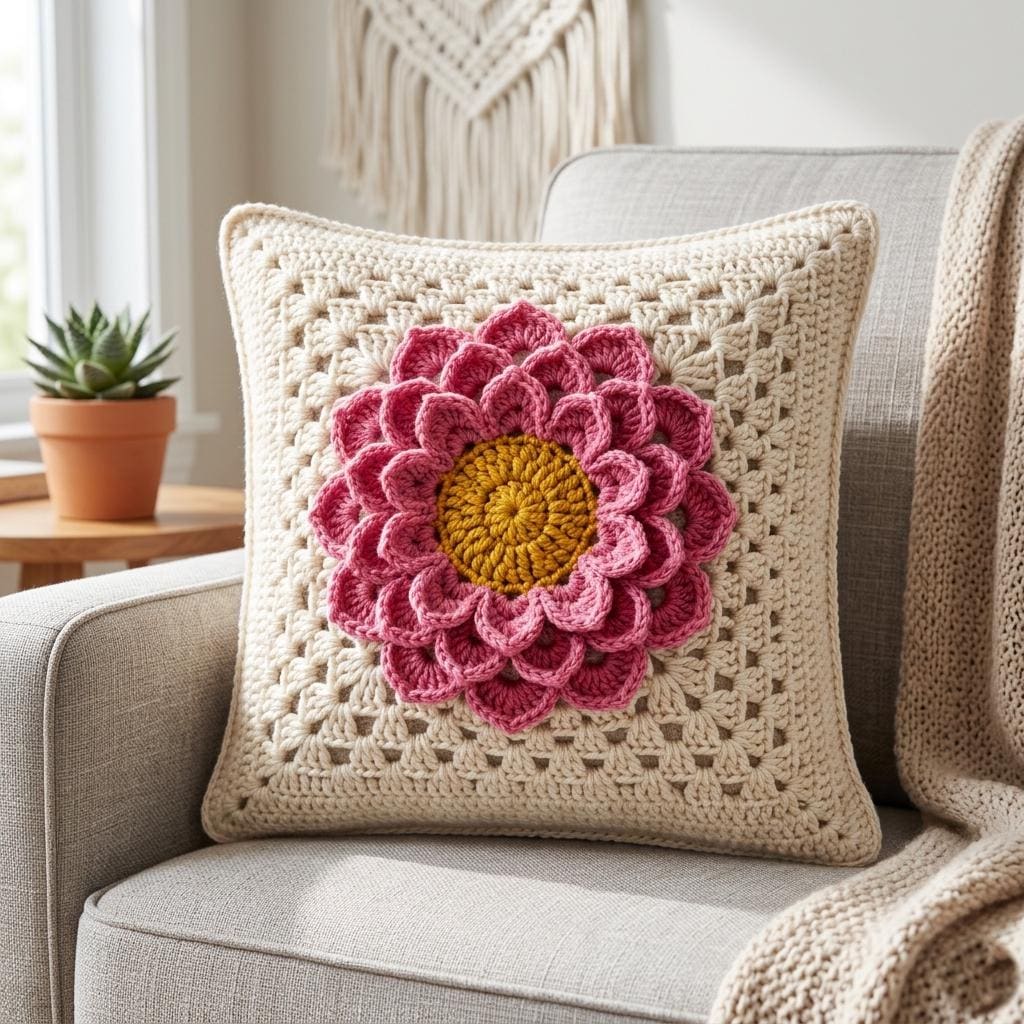 32 Flower Pillow Crochet Patterns for Cozy, Giftable Home Décor 13 Crochet Flower Pillow