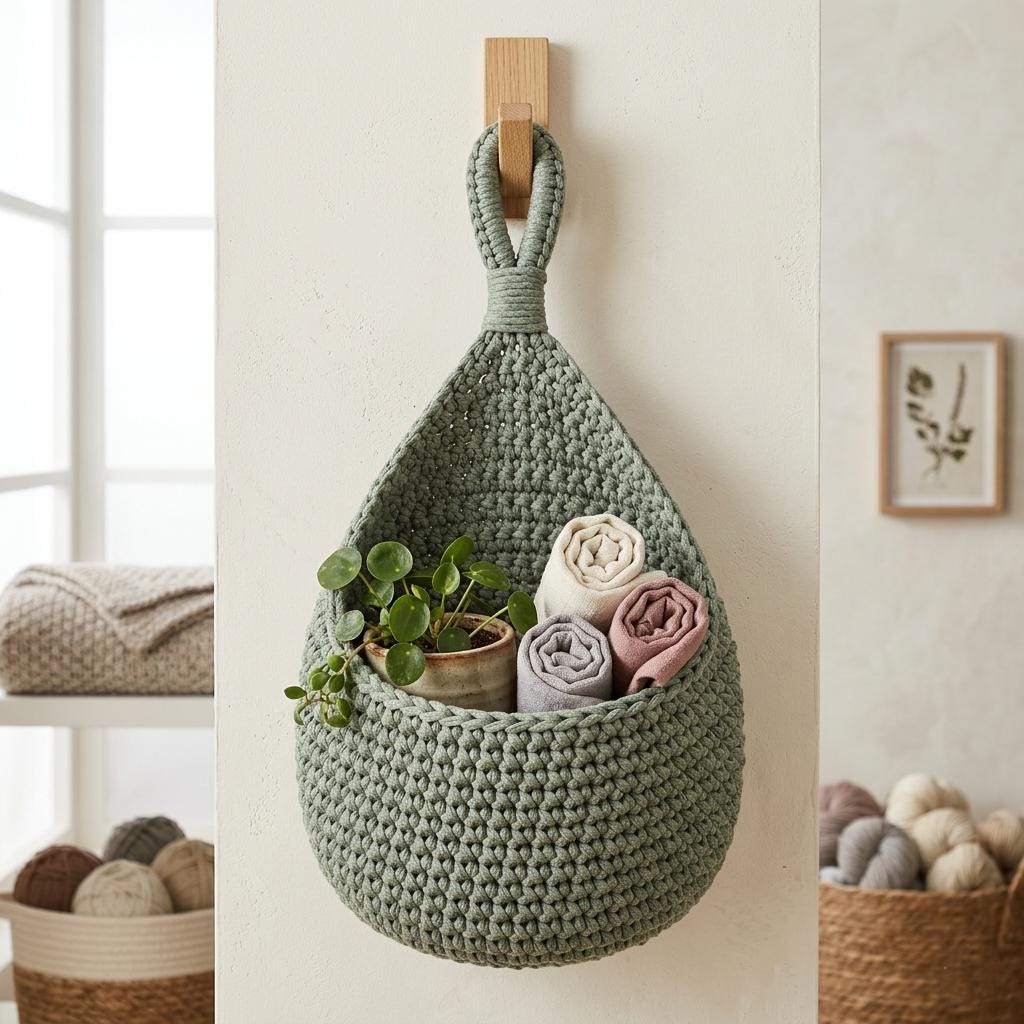 Crochet Teardrop Basket