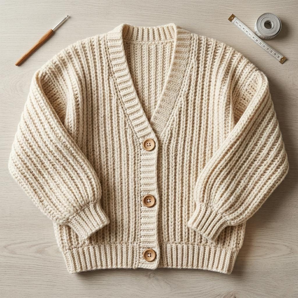 Beginner Chunky Ribbed Cardigan Crochet Pattern