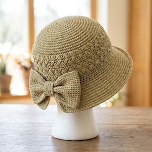 Crochet Summer Bucket Hat Pattern PDF, Bow Bucket Hat Crochet Pattern, Summer Crochet Hat Pattern PDF, Crochet Beach Hat Pattern PDF