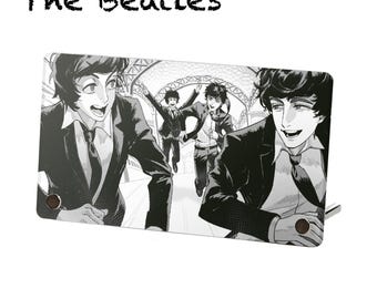 Soporte de acrílico con impresión digital de "A Hard Day's Night" de los Beatles y "Love Me Do"
