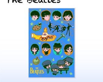 Hoja de pegatinas de los Beatles