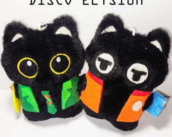 Llavero de peluche de gato negro hecho a mano de Disco Elysium Harry & Kim