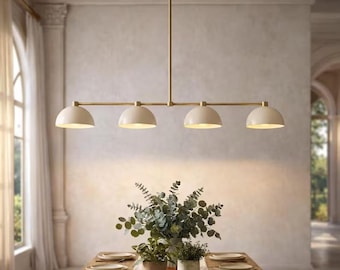 Mid Century Modern Messing Kronleuchter, 4-flammige Pendelleuchte
