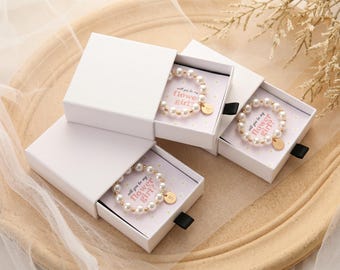 Customized Bracelet - Pearl & Gold Initial Charm, Personalized Wedding Gift for Junior Bridesmaid or Ring Bearer