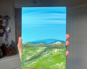 Original Landscape Painting | Hand Painted Nature Artwork | Mountain & Sky Wall Art