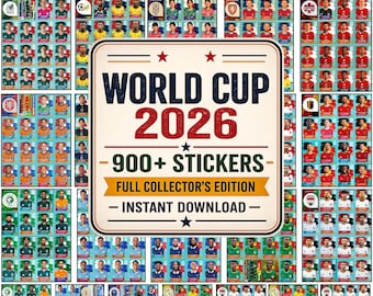 Pack de stickers imprimables Coupe du Monde 2026, plus de 900 cartes de football, téléchargement numérique instantané