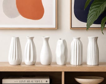 Nordic Ceramic Flower Vase White Modern Table Decor for Home Styling