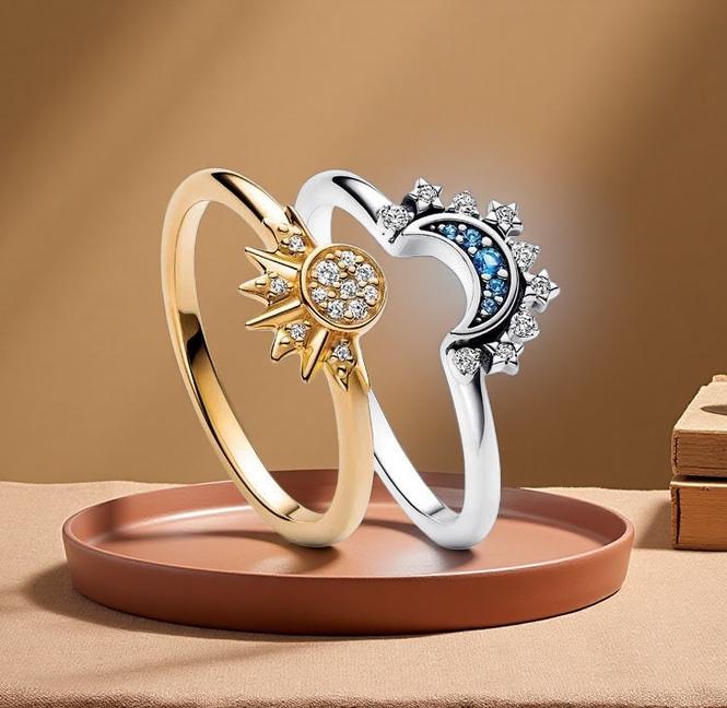 Pandora sun and moon ring set - Etsy 日本