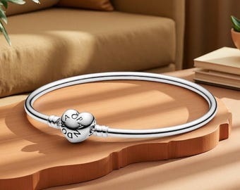 Pulsera Pandora Moments de plata de ley 925 con cierre de corazón, joyería para mujer, regalo para novia, pulsera elegante, regalo para ella.