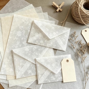 Translucent Floral Cotton Paper Sheets | A4 A5 Junk Journal Pages, Rose & Snow Dot Vellum, Scrapbooking Supplies, Romantic Vintage Ephemera
