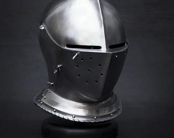 Fully Detailed Gothic Sallet Helmet | Medieval Knight Combat Style | Handmade Steel Armor Helmet