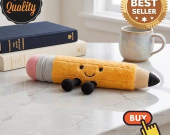 Lindo peluche de lápiz de 21 cm, adorable peluche suave para escritorio, regalo de regreso a clases para niños, peluche novedoso para la oficina, regalo divertido.