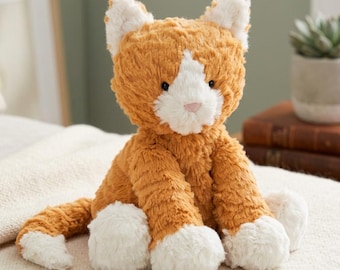 Fuddlewuddle Inspired Ginger Cat Plush Toy 23cm, Soft Orange Tabby Kitten Stuffed Animal