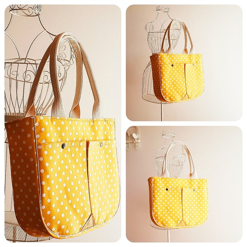Polka Dot Tote Bag Market Beach Bag Red White Dotty Retro Bag Shoulder Bag Large Purse
