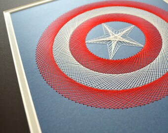 Captain America inspired DIY Card Embroidery Kit, String Art, School Supplies, DIY Kit
