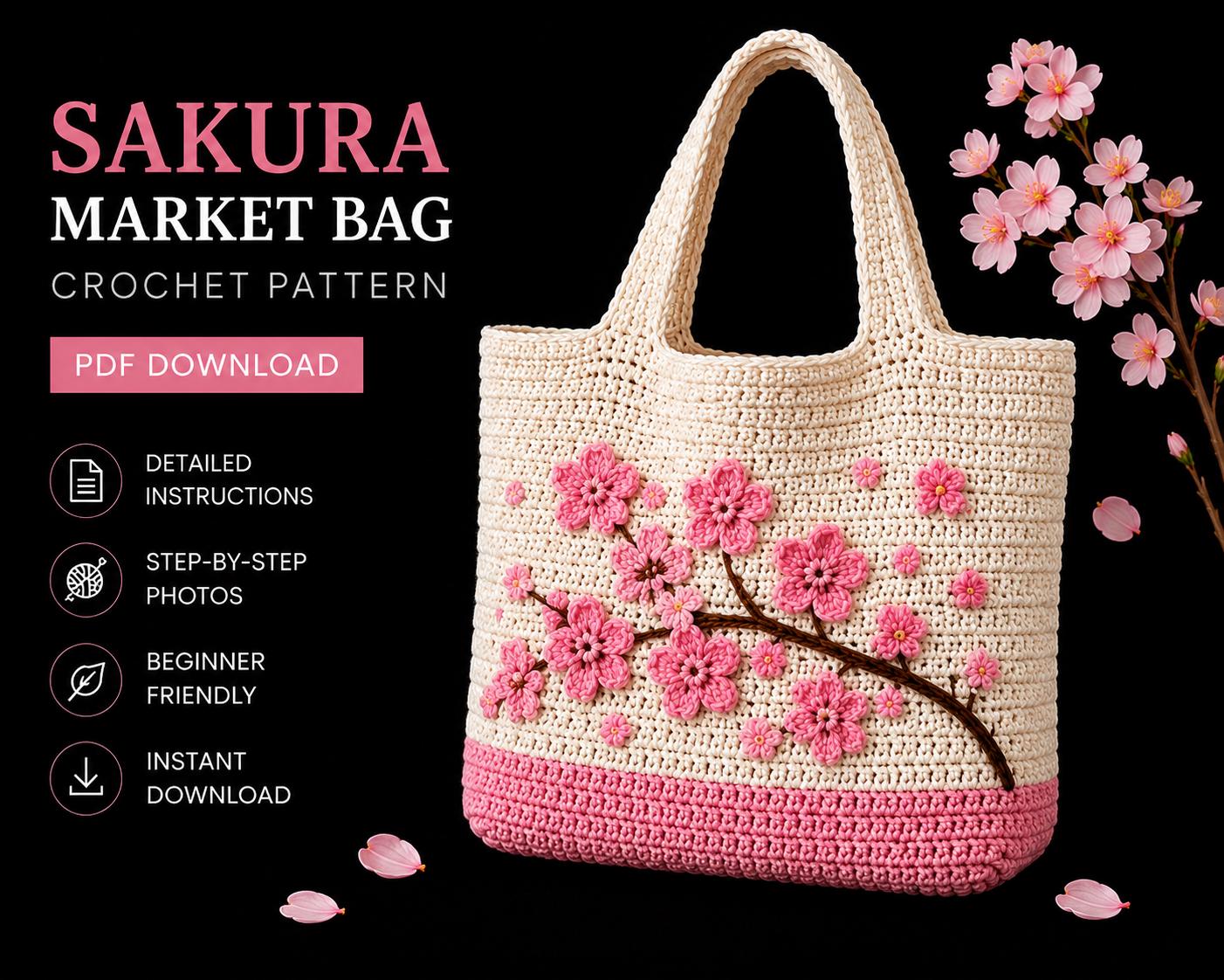 Sakura Market Bag Crochet Pattern