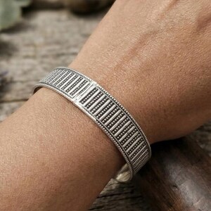 Handgemachter Sterling Silber Armreif, Minimalist Stapel Armband, Zarte Silber Manschette Schmuck