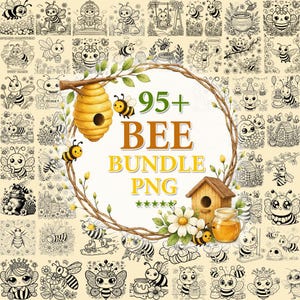 Paquete de más de 95 imágenes SVG de abejas, colmena SVG, abeja PNG, panal SVG, imágenes prediseñadas de abejas, abeja reina SVG, abeja melífera SVG, abeja linda SVG, diseño para sublimación