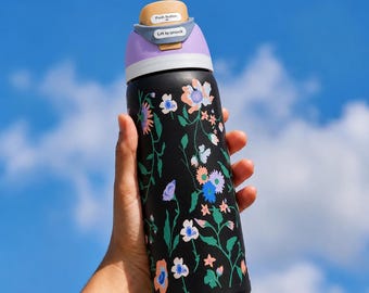 Owala FreeSip Stainless Steel Water Bottle - Midnight Garden, 2026 Summer Washable Reusable Hydrate Gift, Kitchenware Drinkware Tumbler