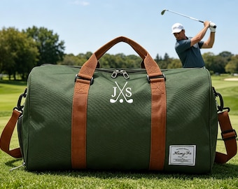 Borsa da golf personalizzata con ricamo a forma di mazze incrociate, borsa da weekend personalizzata, borsa da viaggio ricamata con nome, borsa da matrimonio ricamata