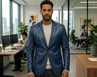 Klassieke blazer van echt leer voor heren: elegante op maat gemaakte formele zakelijke kledingjas