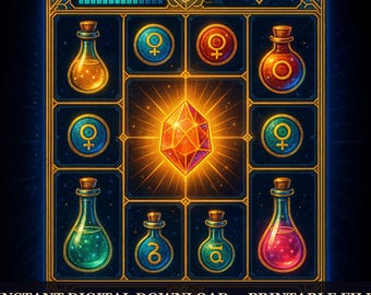 The Arcane Arcade - Astral Inventory, Printable Wall Art Digital Download, Gaming Alchemy Poster Print