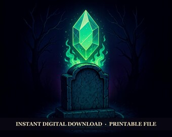 Hallowtide Arcade - Necro Save Point, Printable Wall Art Digital Download, Halloween Gamer Poster Print