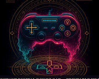 The Arcane Arcade - Controller Sigil, Printable Wall Art Digital Download, Gaming Alchemy Poster Print
