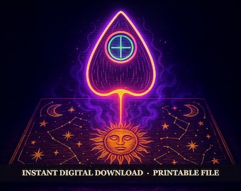 Hallowtide Arcade - Ouija Interface, Printable Wall Art Digital Download, Halloween Gamer Poster Print