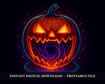 Hallowtide Arcade - Pumpkin Spawn Portal, Printable Wall Art Digital Download, Halloween Gamer Poster Print