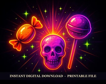 Hallowtide Arcade - Candy Loot Drop, Printable Wall Art Digital Download, Halloween Gamer Poster Print