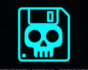 Hallowtide Arcade - Skull Save-Icon, Printable Wall Art Digital Download, Halloween Gamer Poster Print