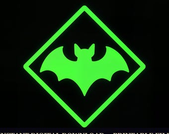 Hallowtide Arcade - Bat Rune, Printable Wall Art Digital Download, Halloween Gamer Poster Print