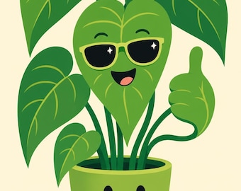 Happy Plant Buddy - Funny Houseplant Wall Art, Printable Digital Download, Plant Lover Humor Print