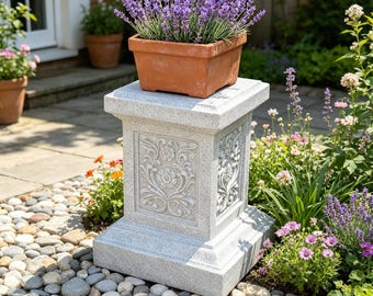 15in Resin Plant Stand Plinth, Garden Pedestal Column, Outdoor Pillar for Planters Statues Mailbox, Classic Yard Patio Decor, Ideal Gift